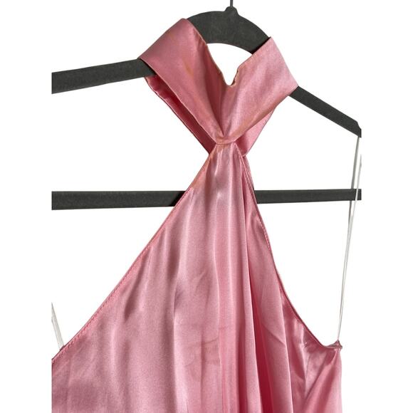Amanda Uprichard Queens 100% Silk Mini Dress Halter Cocktail Party Baby Pink S - Picture 6 of 10